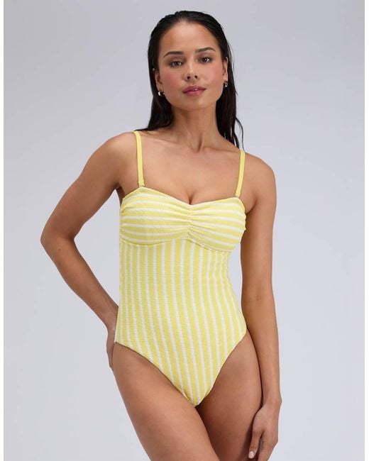 Boux Avenue Green Simi Multiway Bandeau Swimsuit With Crinkle Texture
