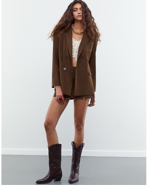 Stradivarius Brown – zweireihiger blazer