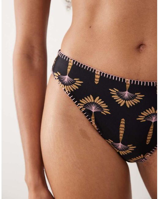 Never Fully Dressed Multicolor Embroidered High Leg Bikini Bottoms