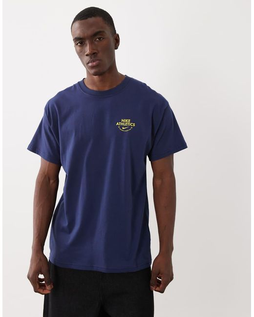 Nike Blue Palm Tree Back Print Logo Oversized T-shirt for men