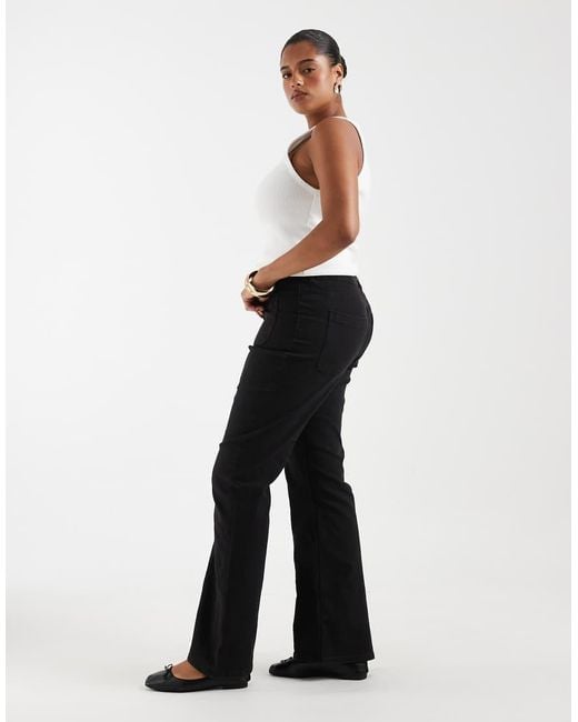 ONLY Black High Rise Front Pocket Pintuck Flare Jeans