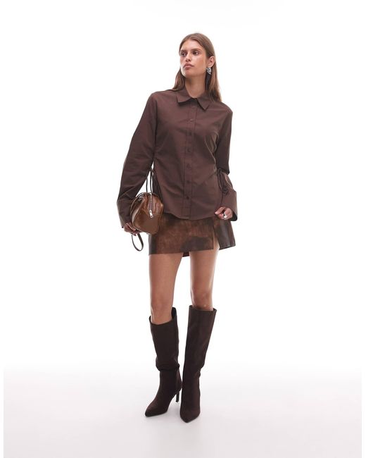Nia Brown Alara Tie Detail Shirt
