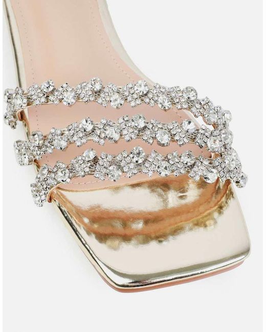 SIMMI Metallic Tapri Diamante Flat Sandals
