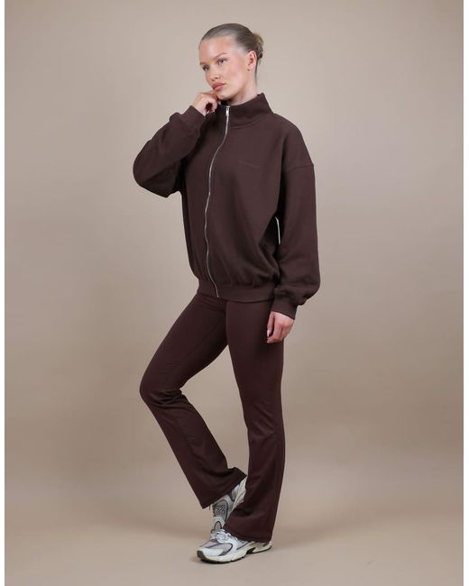 SIMMI Brown Bronte Zip Through Funnel Neck Sweatshirt