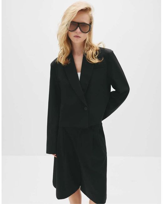 Pull&Bear Cropped Blazer in het Black