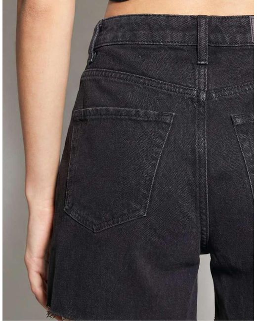 Stradivarius Black D93 Longline Denim Shorts
