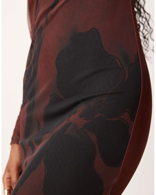 ASOS Natural – langärmliges midikleid aus netzstoff