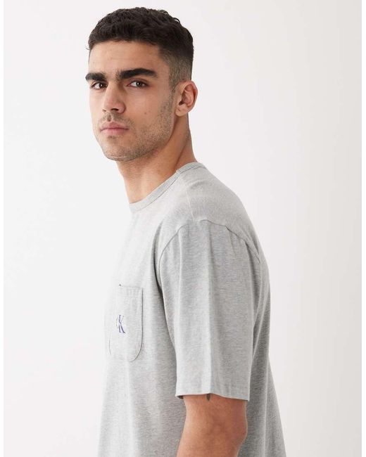 Calvin Klein Gray Icon Cotton Stretch Loungewear T-shirt for men