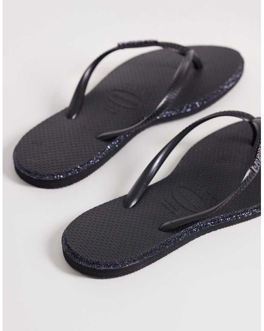 Havaianas Blue Slim Point Glitter Flip Flops