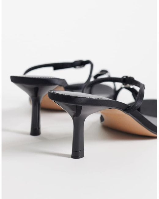 Mango Black Minimal Heeled Sandal With Buckles