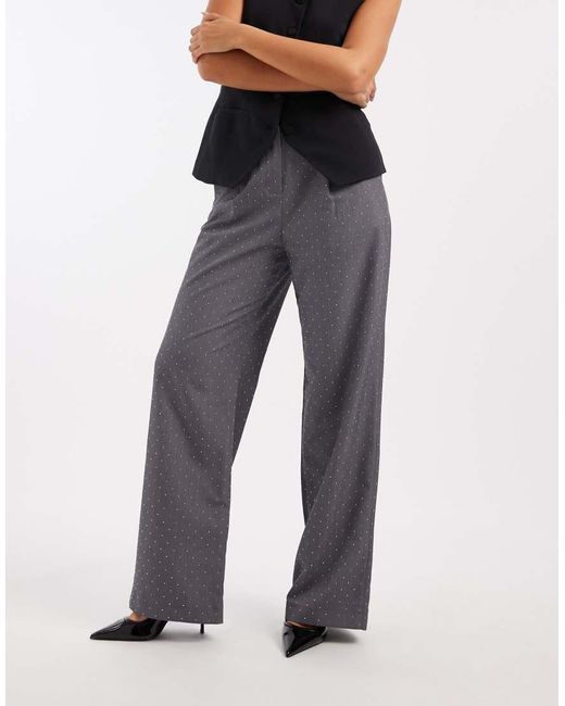 French Connection Blue Hotfix Tailored Wide Leg Trousers