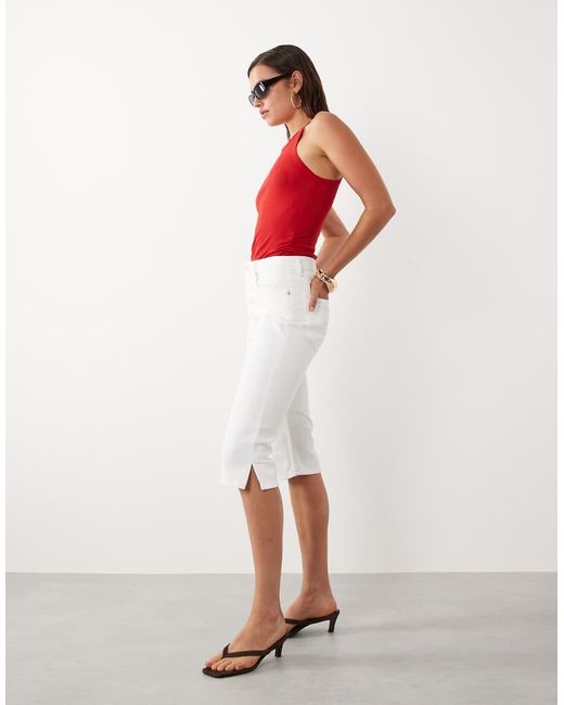 Mango White Starring Hailey Bieber Denim Capri Pants