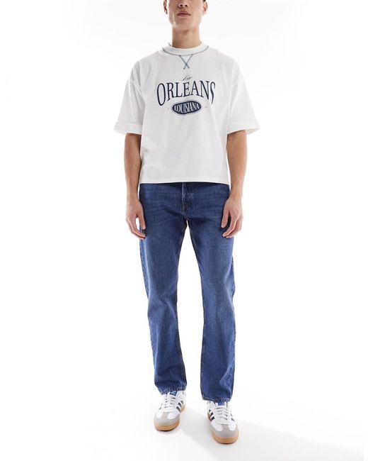 Jack & Jones Blue Chris Straight Rigid Jeans for men
