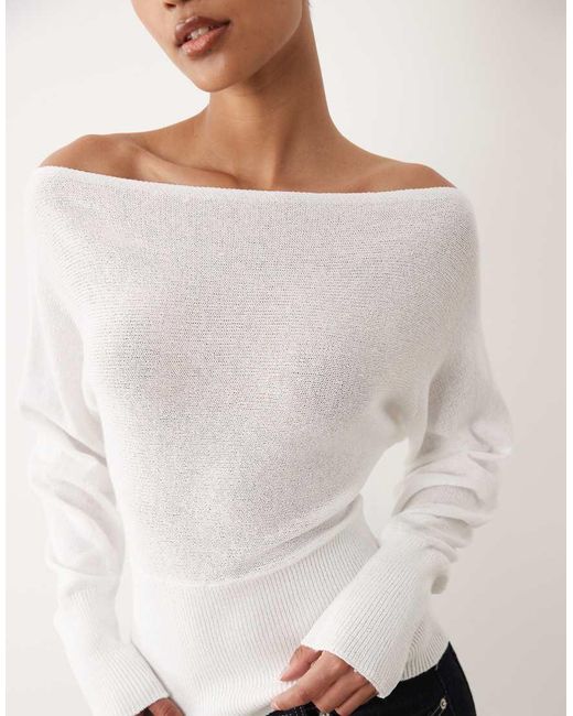 Cotton On White Long Sleeve Cotton Batwing Knit