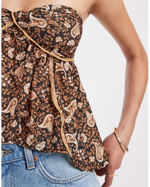 Free People Blue Malia Boho Paisley Bandeau Top
