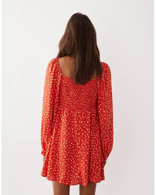 Miss Selfridge Red Milkmaid Mini Tea Dress