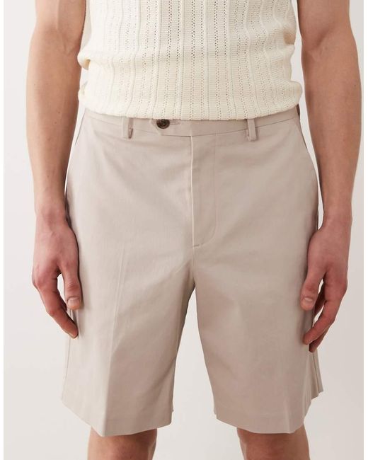 ASOS Natural Tailored Cotton Rich Regular Chino Shorts for men