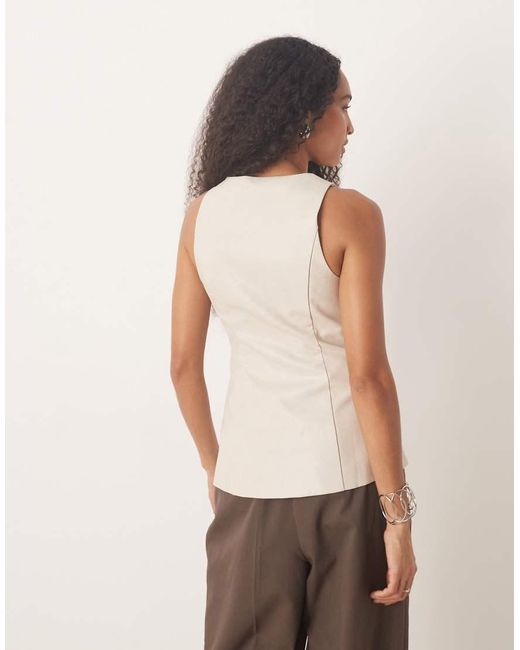 Pretty Lavish Natural Leather Look Longline Waistcoat