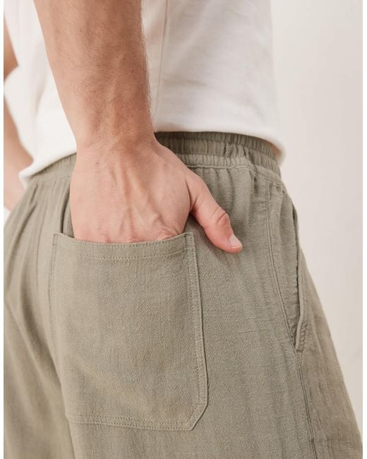 ASOS Natural baggy Fit Pull On Linen Mix Pants for men
