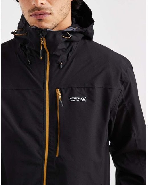 Regatta Black Waterproof Breathable Birchdale Ii Hooded Jacket for men