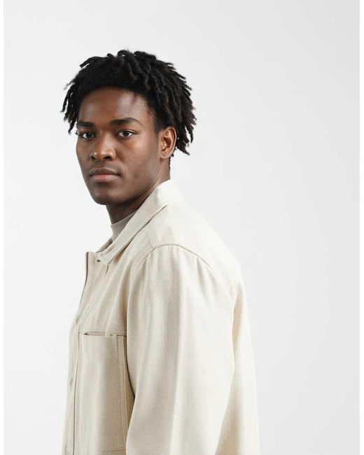 ASOS Natural Heavyweight Cotton Twill Overshirt for men