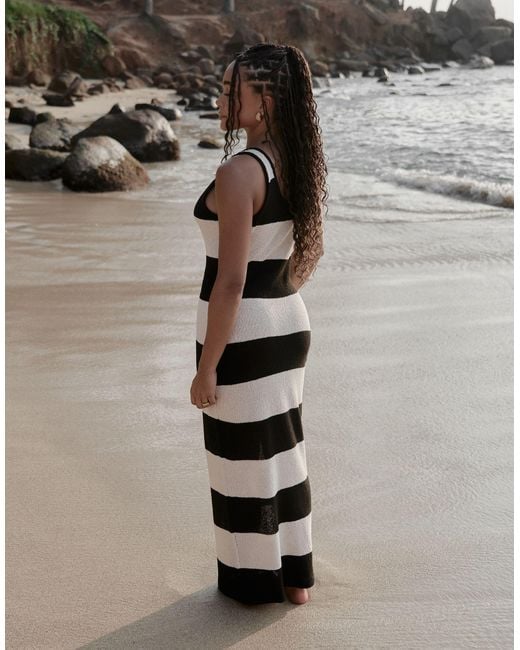4th & Reckless Gray X Loz Vassallo Tulum Knitted Stripe Maxi Beach Dress