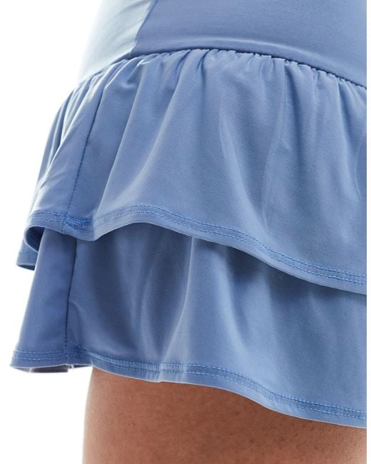 Collusion Blue Mini Skirt With Ruffle Detail
