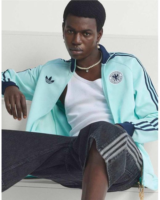 Adidas Originals Blue Germany National Team Originals Full-Zip Track Jacket for men