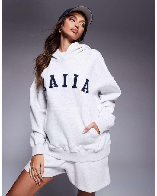 Sudadera Claro Jaspeado Con Capucha Y Logo Bordado De (Parte De Un Conjunto) Kaiia de color Gray