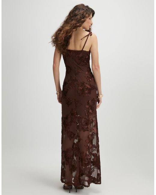 River Island Brown Embroidered Floral Maxi Dress