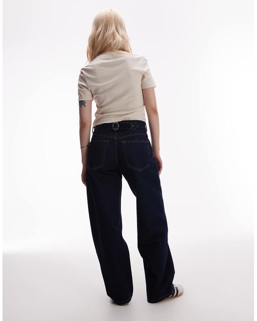 Topshop Unique Blue Cinch Low Rise Relaxed Jeans
