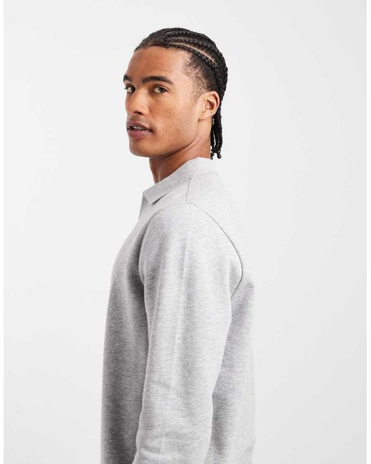 New Look Gray Collared Sweatshirt for men