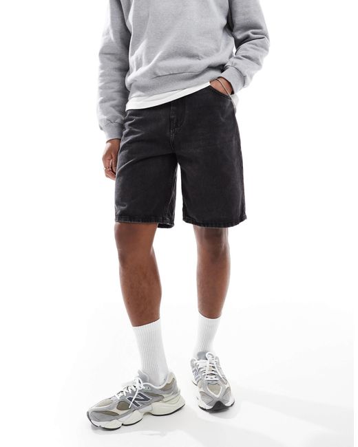 Pull&Bear – weit geschnittene jeans-shorts in Gray für Herren