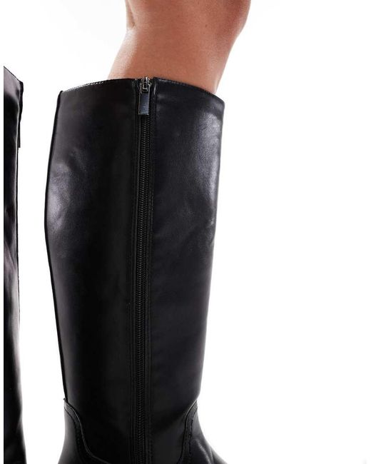 New Look Faux Leather Riding Knee Boot in Black | Lyst UK