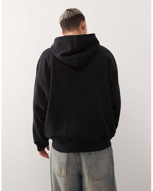 Collusion Black Zip Through Hoodie for men