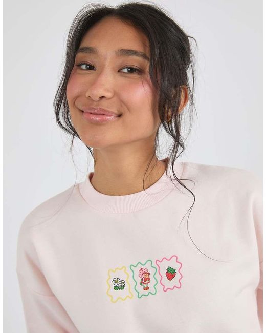 Custard Gray Strawberry Shortcake Patchwork Sweatshirt