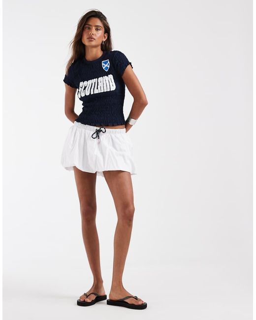 ASOS Blue Shirred Baby Tee With Scotland Football Graphic
