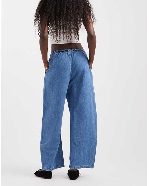 Gap Blue Tie Waist Barrel Leg Jeans