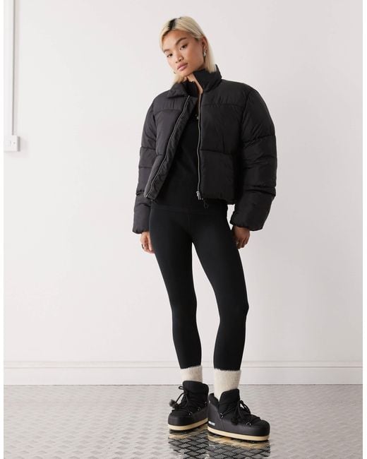 Cropped Puffer Monki Black Puffer Jacket Bomber Jacket Cropped