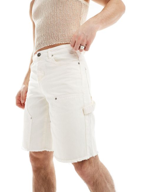 Sixth June White Worker Denim Shorts for men