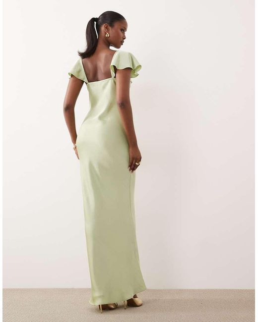 Vero Moda Green Cap Sleeve Rose Detail Maxi Dress