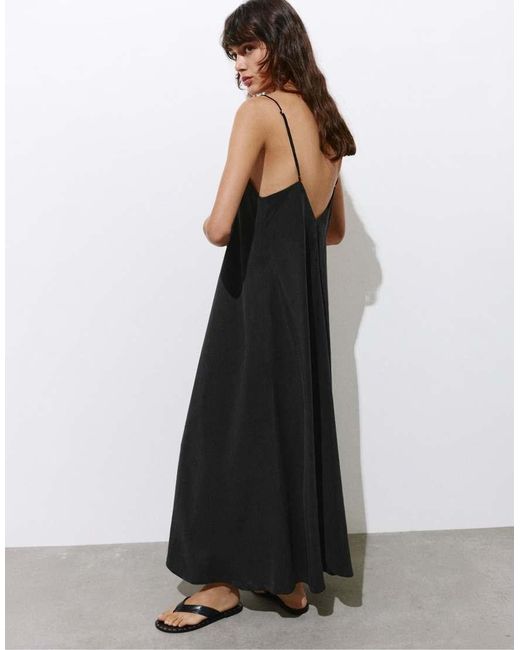 Pull&Bear Gray Strappy Flowing Modal Midi Dress