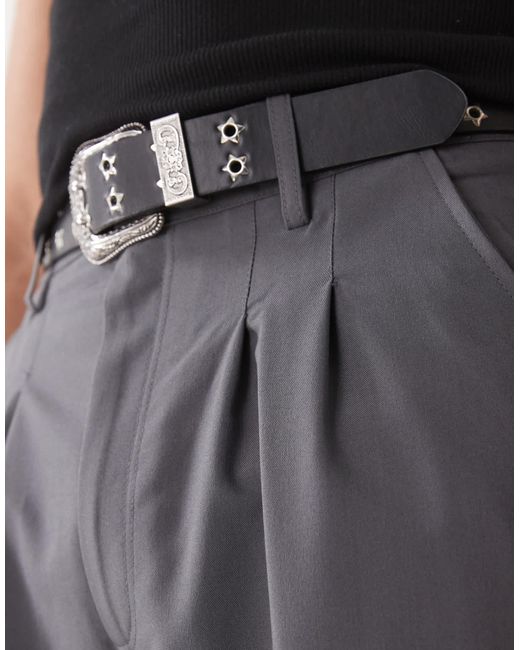 Collusion Gray Relaxed Wide Leg Tailored Pants for men