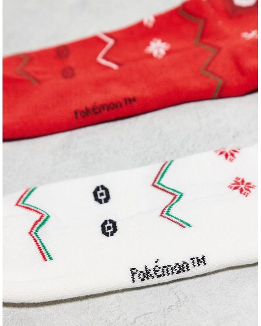 ASOS White 2 Pack Socks Christmas Pokémon Eevee And Pikachu for men