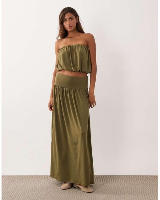 ASOS Green Co-ord Bubble Hem Drape Bandeau Top