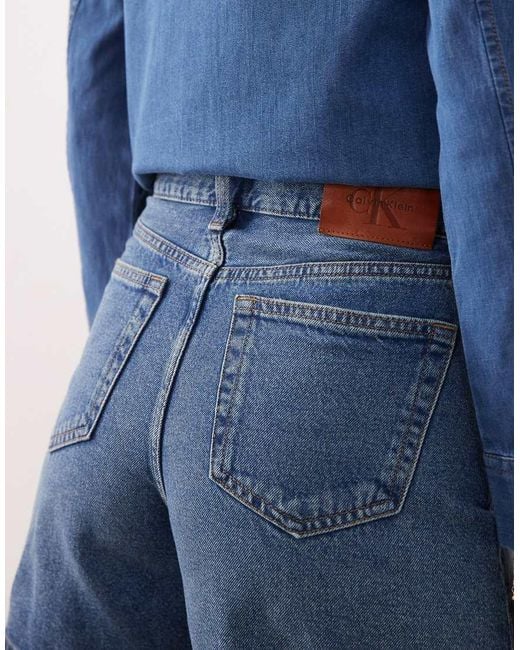 Calvin Klein Blue High Rise A-line Denim Short