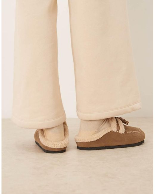 Glamorous Natural Fluffy Slip On Mules