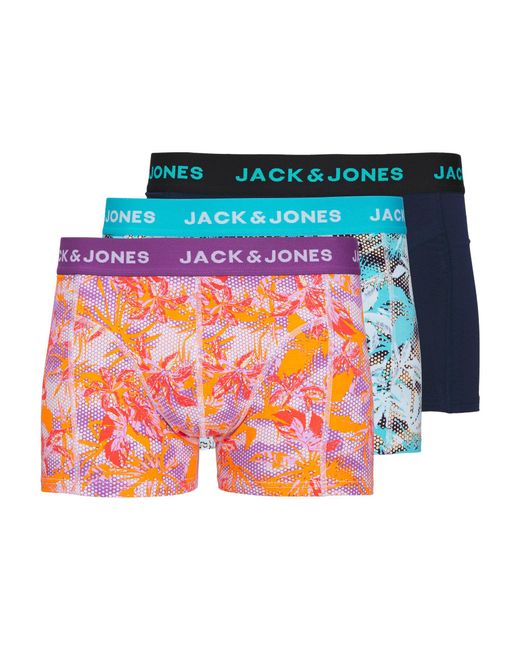 Jack & Jones Blue 3 Pack Floral Trunks for men