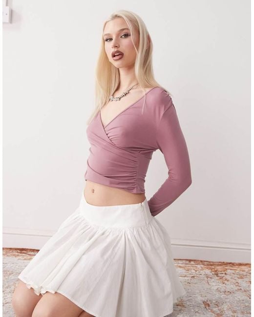 Reclaimed (vintage) Pink Ballet Wrap Top
