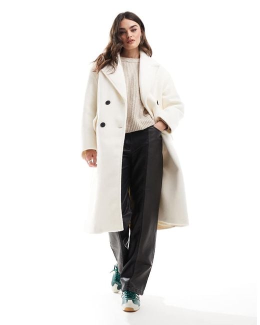 Bershka White Wool Look Drop Shoulder Coat